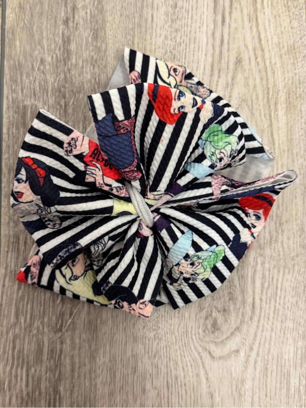 Disney Baby Black & White Striped Bow Headband with Multicolor Characters